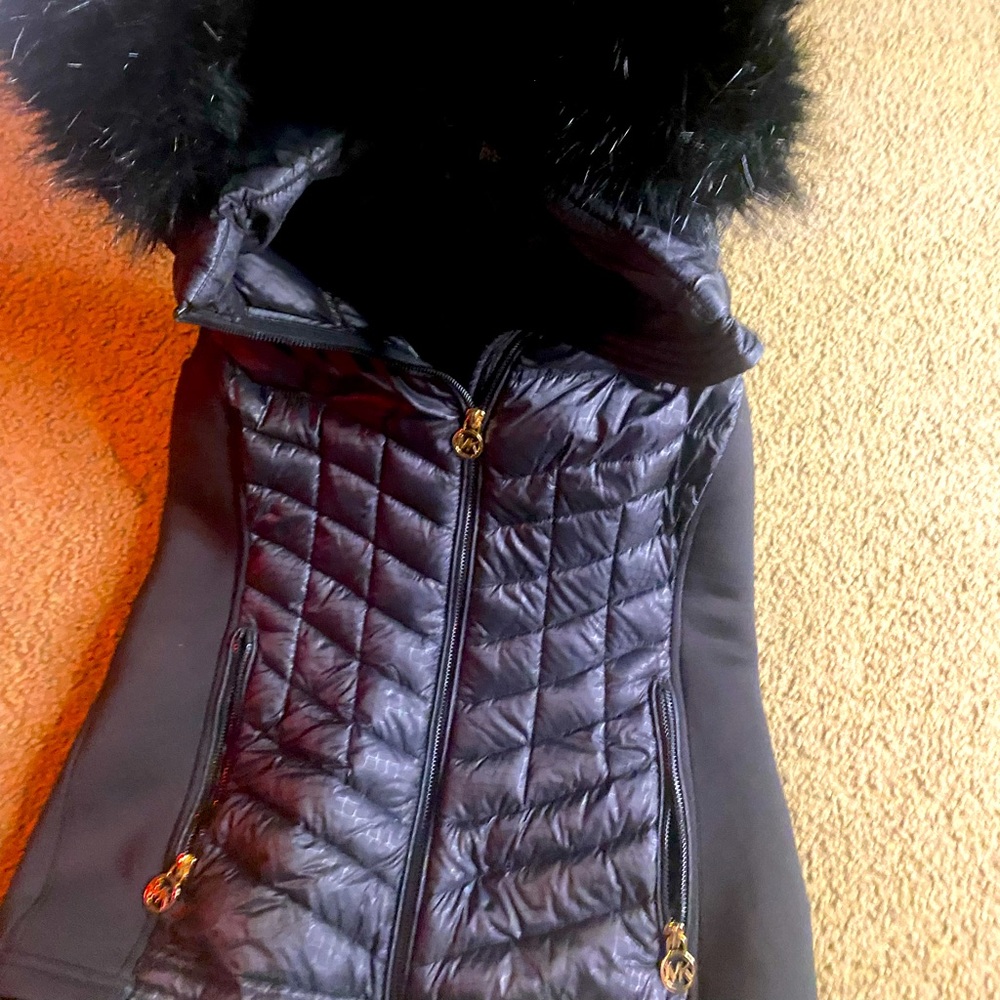 Michael Kors black hooded vest